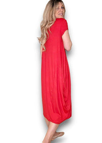 HELGA MAY_SAMBA VISCOSE DRESS RED _ SAMBA VISCOSE DRESS RED _ Ebony Boutique NZ
