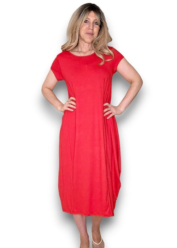 HELGA MAY_SAMBA VISCOSE DRESS RED _ SAMBA VISCOSE DRESS RED _ Ebony Boutique NZ
