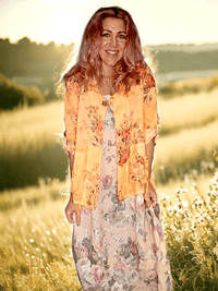 HELGA MAY_SEQUIN PKT LINEN JACKET SCARLETT ROSE NEON ORANGE _ SEQUIN PKT LINEN JACKET SCARLETT ROSE NEON ORANGE _ Ebony Boutique NZ