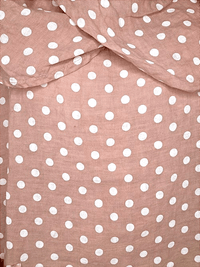 HELGA MAY_SPLIT COLLAR MOKU TOP LINEN POLKA DOT BABY PINK _ SPLIT COLLAR MOKU TOP LINEN POLKA DOT BABY PINK _ Ebony Boutique NZ