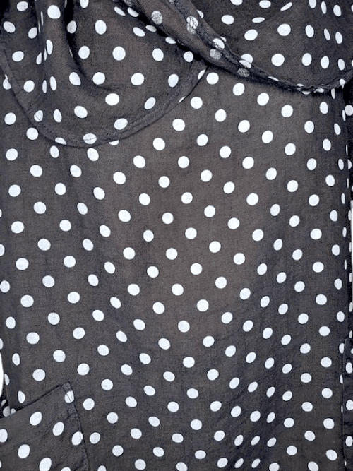 HELGA MAY_SPLIT COLLAR MOKU TOP LINEN POLKA DOT MIDNIGHT _ SPLIT COLLAR MOKU TOP LINEN POLKA DOT MIDNIGHT _ Ebony Boutique NZ