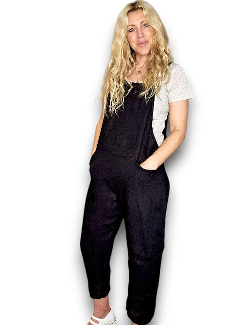 HELGA MAY_TIE IT YOUR WAY - LINEN JUMPSUIT LINEN BLACK _ TIE IT YOUR WAY - LINEN JUMPSUIT LINEN BLACK _ Ebony Boutique NZ