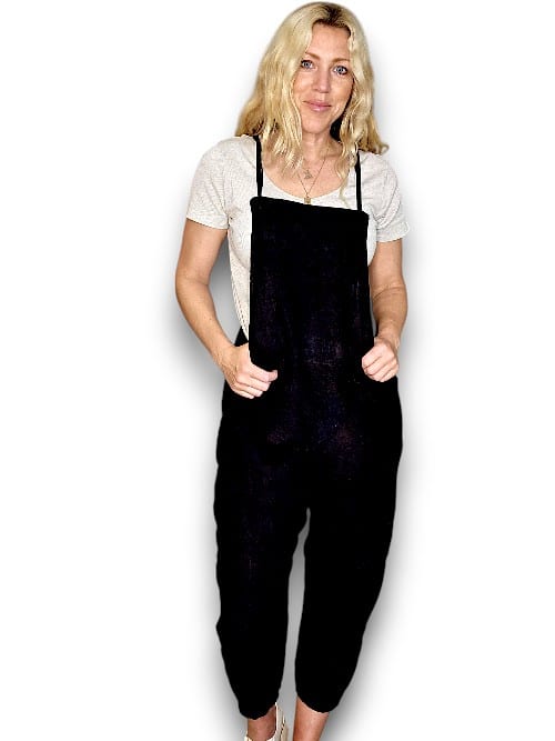 HELGA MAY_TIE IT YOUR WAY - LINEN JUMPSUIT LINEN BLACK _ TIE IT YOUR WAY - LINEN JUMPSUIT LINEN BLACK _ Ebony Boutique NZ