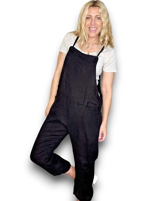 HELGA MAY_TIE IT YOUR WAY - LINEN JUMPSUIT LINEN BLACK _ TIE IT YOUR WAY - LINEN JUMPSUIT LINEN BLACK _ Ebony Boutique NZ