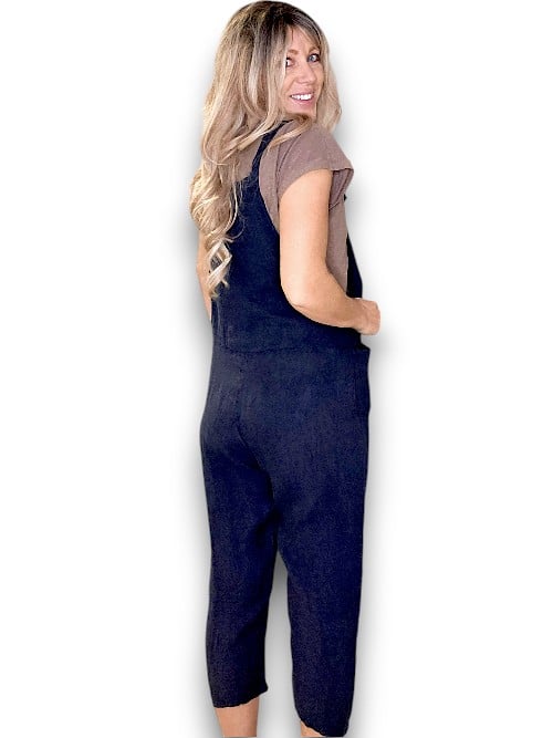 HELGA MAY_TIE IT YOUR WAY - LINEN JUMPSUIT LINEN NAVY _ TIE IT YOUR WAY - LINEN JUMPSUIT LINEN NAVY _ Ebony Boutique NZ