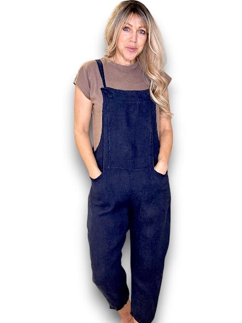 HELGA MAY_TIE IT YOUR WAY - LINEN JUMPSUIT LINEN NAVY _ TIE IT YOUR WAY - LINEN JUMPSUIT LINEN NAVY _ Ebony Boutique NZ