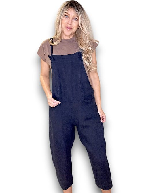 HELGA MAY_TIE IT YOUR WAY - LINEN JUMPSUIT LINEN NAVY _ TIE IT YOUR WAY - LINEN JUMPSUIT LINEN NAVY _ Ebony Boutique NZ