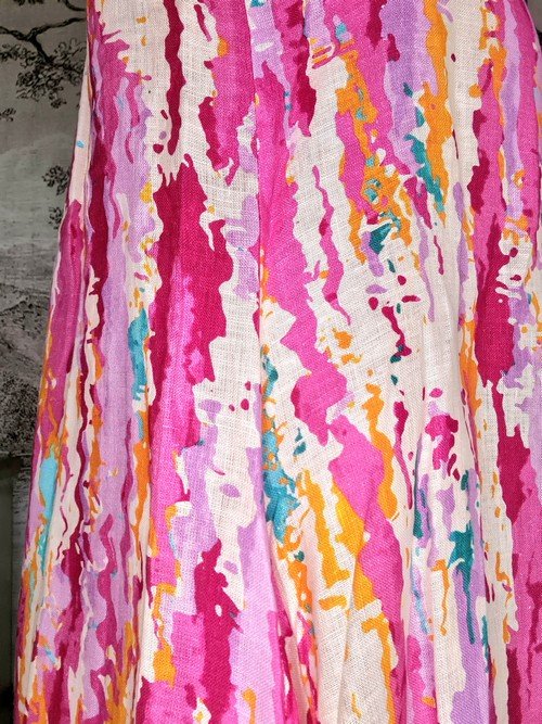HELGA MAY_TIFFANY DRESS LINEN RAINBOW HOT PINK _ TIFFANY DRESS LINEN RAINBOW HOT PINK _ Ebony Boutique NZ