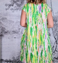 HELGA MAY_TIFFANY DRESS LINEN RAINBOW LIME _ TIFFANY DRESS LINEN RAINBOW LIME _ Ebony Boutique NZ