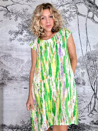 HELGA MAY_TIFFANY DRESS LINEN RAINBOW LIME _ TIFFANY DRESS LINEN RAINBOW LIME _ Ebony Boutique NZ