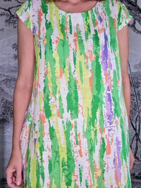 HELGA MAY_TIFFANY DRESS LINEN RAINBOW LIME _ TIFFANY DRESS LINEN RAINBOW LIME _ Ebony Boutique NZ