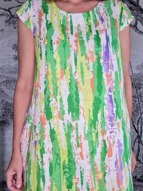 HELGA MAY_TIFFANY DRESS LINEN RAINBOW LIME _ TIFFANY DRESS LINEN RAINBOW LIME _ Ebony Boutique NZ
