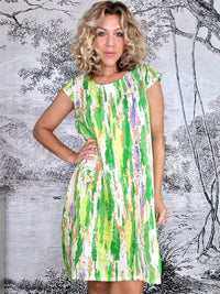 HELGA MAY_TIFFANY DRESS LINEN RAINBOW LIME _ TIFFANY DRESS LINEN RAINBOW LIME _ Ebony Boutique NZ