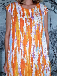 HELGA MAY_TIFFANY DRESS LINEN RAINBOW ORANGE _ TIFFANY DRESS LINEN RAINBOW ORANGE _ Ebony Boutique NZ