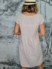 HELGA MAY_VISCOSE/COTTON KENNEDY DRESS CHECK POLKA PINK _ VISCOSE/COTTON KENNEDY DRESS CHECK POLKA PINK _ Ebony Boutique NZ