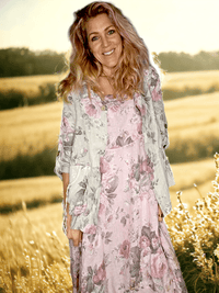 SEQUIN PKT LINEN JACKET SCARLETT ROSE BEIGE