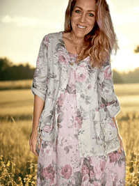 SEQUIN PKT LINEN JACKET SCARLETT ROSE BEIGE