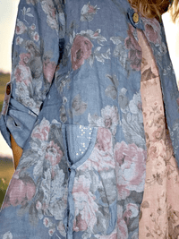 SEQUIN PKT LINEN JACKET SCARLETT ROSE PETROL