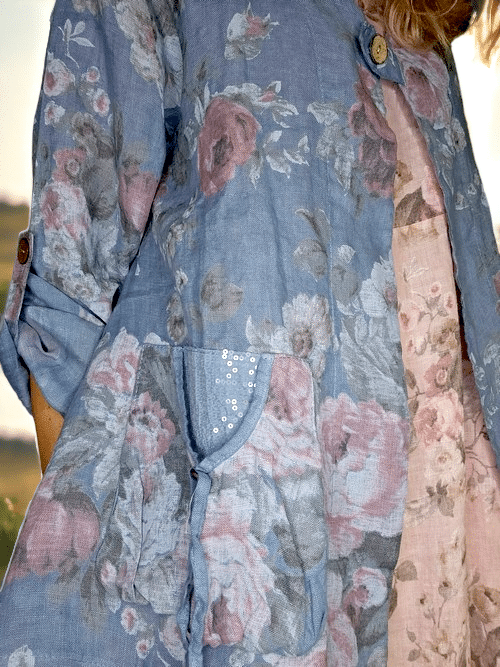 SEQUIN PKT LINEN JACKET SCARLETT ROSE PETROL