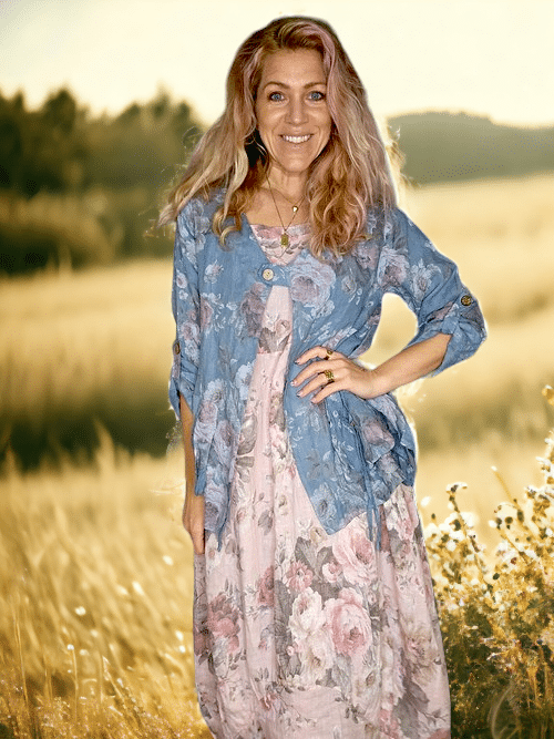 SEQUIN PKT LINEN JACKET SCARLETT ROSE PETROL