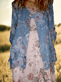 SEQUIN PKT LINEN JACKET SCARLETT ROSE PETROL