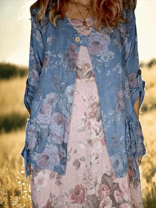 SEQUIN PKT LINEN JACKET SCARLETT ROSE PETROL