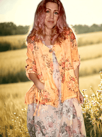 SEQUIN PKT LINEN JACKET SCARLETT ROSE NEON ORANGE