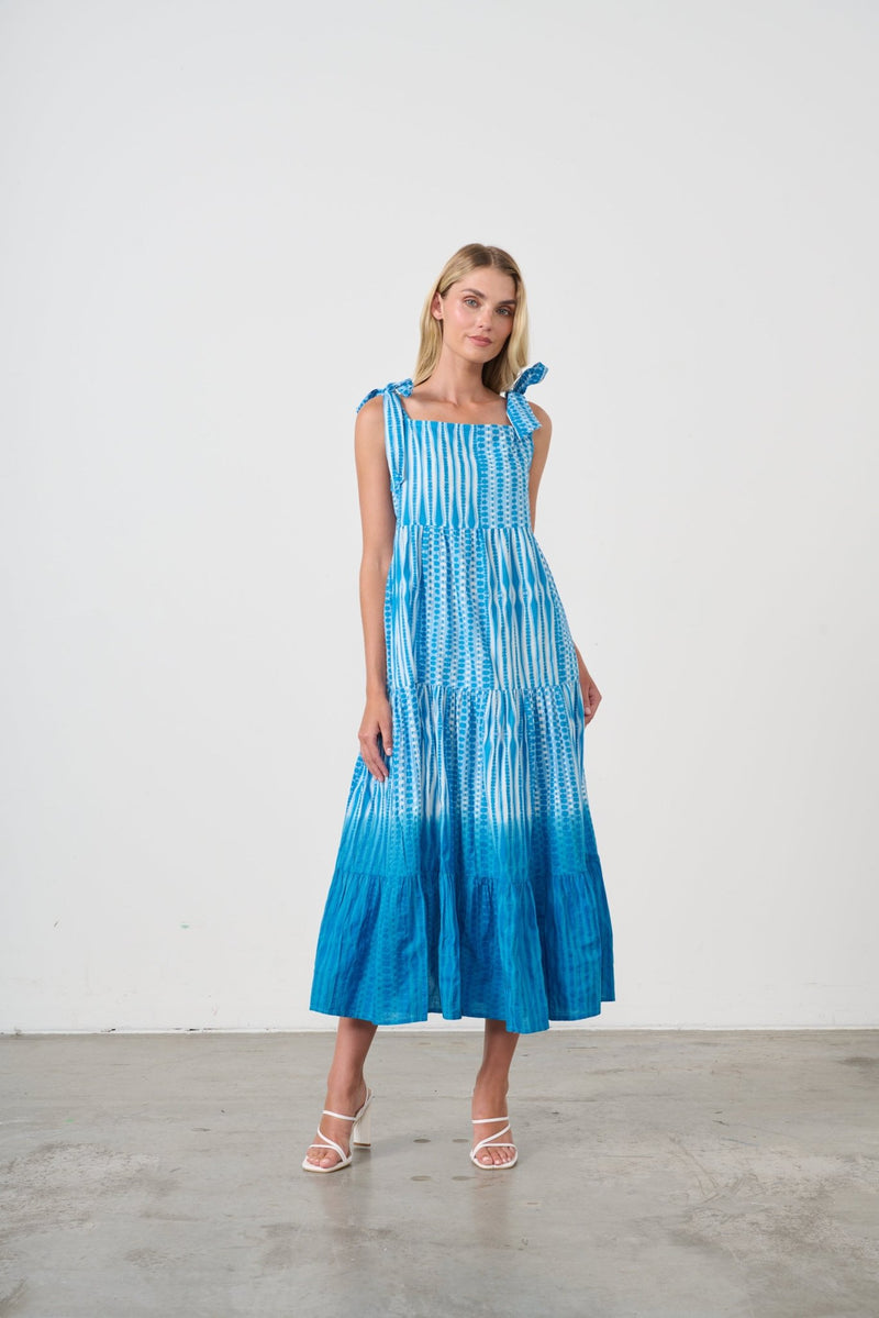 HOLMES AND FALLON_DIP DYE DRESS TIE STRAPS ELECTRIC BLUE _ DIP DYE DRESS TIE STRAPS ELECTRIC BLUE _ Ebony Boutique NZ