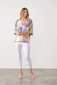 HOLMES AND FALLON_MULTI GEO V NECK BLOUSE _ MULTI GEO V NECK BLOUSE _ Ebony Boutique NZ