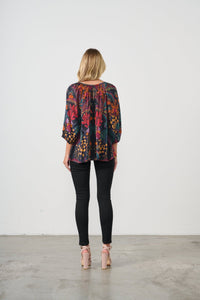 HOLMES AND FALLON_TIE NECK BLOUSE TROPICAL PRINT _ TIE NECK BLOUSE TROPICAL PRINT _ Ebony Boutique NZ