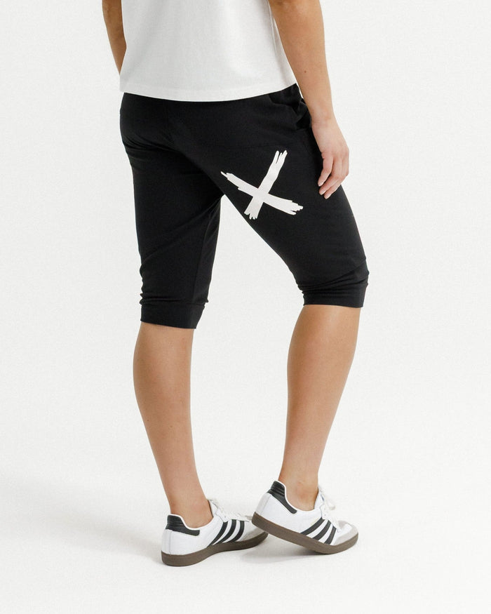 HOME - LEE_3/4 APARTMENT PANT BLACK WITH WHITE PRINT _ 3/4 APARTMENT PANT BLACK WITH WHITE PRINT _ Ebony Boutique NZ