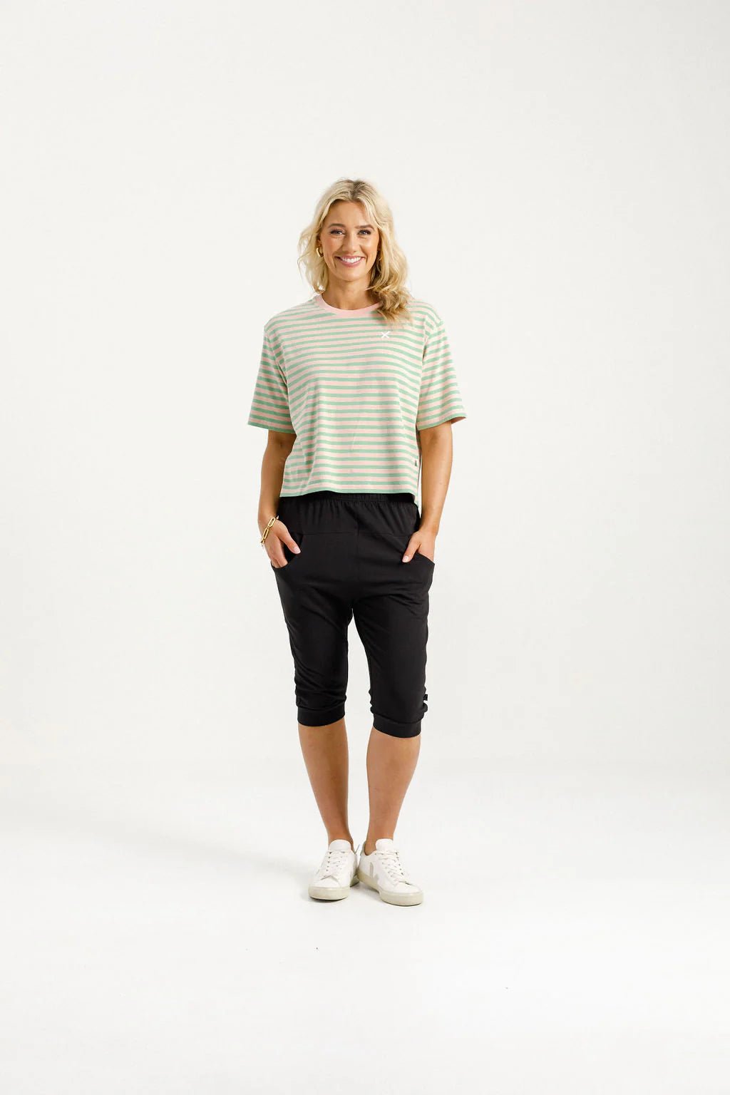 HOME - LEE_3/4 APARTMENT PANTS BLACK WITH KELLY GREEN X _ 3/4 APARTMENT PANTS BLACK WITH KELLY GREEN X _ Ebony Boutique NZ