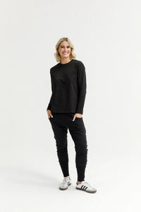 ALPINE APARTMENT PANTS BLACK WITH CORAL X_by_HOME LEE_women's_in_New Zealand_ ALPINE APARTMENT PANTS BLACK WITH CORAL X _