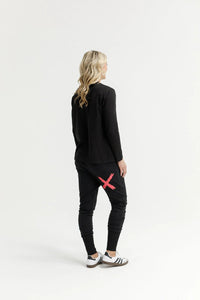 ALPINE APARTMENT PANTS BLACK WITH CORAL X_by_HOME LEE_women's_in_New Zealand_ ALPINE APARTMENT PANTS BLACK WITH CORAL X _
