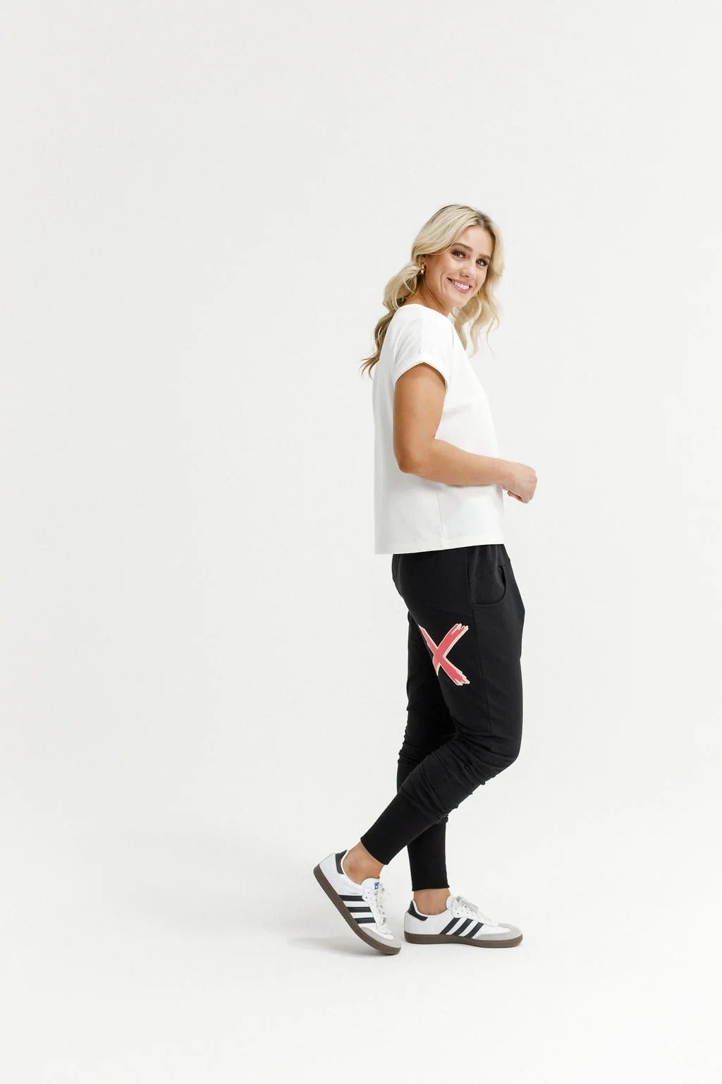 ALPINE APARTMENT PANTS BLACK WITH CORAL X_by_HOME LEE_women's_in_New Zealand_ ALPINE APARTMENT PANTS BLACK WITH CORAL X _