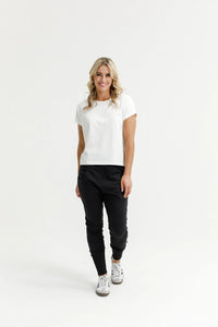ALPINE APARTMENT PANTS BLACK WITH CORAL X_by_HOME LEE_women's_in_New Zealand_ ALPINE APARTMENT PANTS BLACK WITH CORAL X _