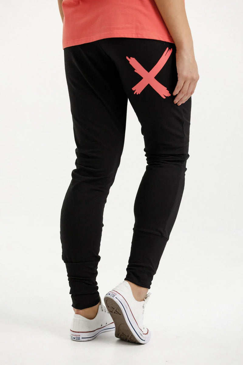 HOME LEE_APARTMENT PANTS BLACK WITH BERRY X _ APARTMENT PANTS BLACK WITH BERRY X _ Ebony Boutique NZ