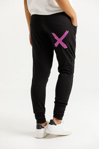 HOME LEE_APARTMENT PANTS BLACK WITH CANDY STRIPE X _ APARTMENT PANTS BLACK WITH CANDY STRIPE X _ Ebony Boutique NZ