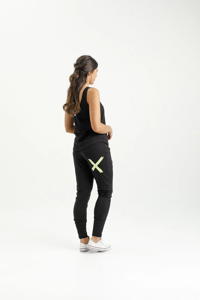 HOME LEE_APARTMENT PANTS BLACK WITH LIME X _ APARTMENT PANTS BLACK WITH LIME X _ Ebony Boutique NZ