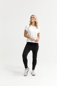 HOME - LEE_APARTMENT PANTS BLACK WITH WHITE PRINT _ APARTMENT PANTS BLACK WITH WHITE PRINT _ Ebony Boutique NZ