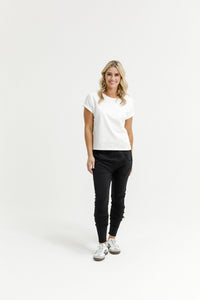 HOME - LEE_APARTMENT PANTS BLACK WITH WHITE PRINT _ APARTMENT PANTS BLACK WITH WHITE PRINT _ Ebony Boutique NZ