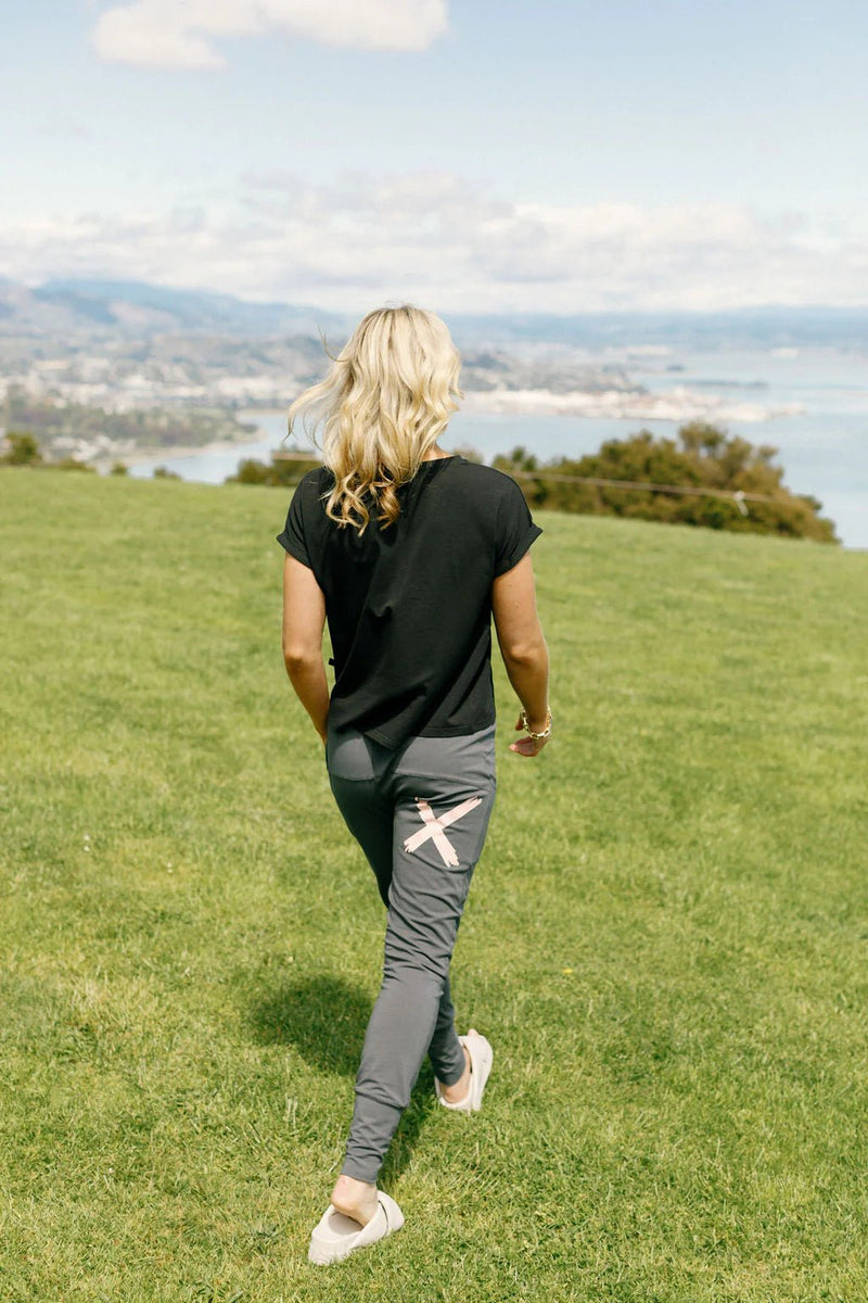 HOME LEE_APARTMENT PANTS GRAPHITE WITH BLOSSOM X _ APARTMENT PANTS GRAPHITE WITH BLOSSOM X _ Ebony Boutique NZ