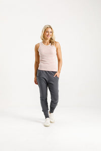 HOME LEE_APARTMENT PANTS GRAPHITE WITH IVORY X _ APARTMENT PANTS GRAPHITE WITH IVORY X _ Ebony Boutique NZ