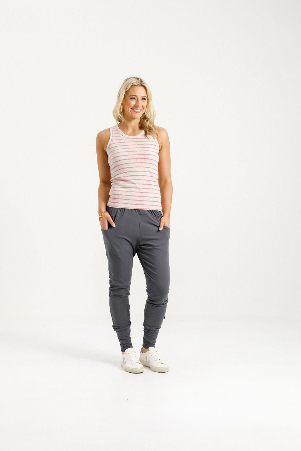 HOME LEE_APARTMENT PANTS GRAPHITE WITH IVORY X _ APARTMENT PANTS GRAPHITE WITH IVORY X _ Ebony Boutique NZ