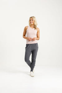 HOME LEE_APARTMENT PANTS GRAPHITE WITH IVORY X _ APARTMENT PANTS GRAPHITE WITH IVORY X _ Ebony Boutique NZ