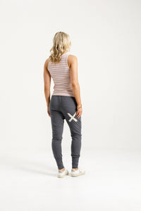 HOME LEE_APARTMENT PANTS GRAPHITE WITH IVORY X _ APARTMENT PANTS GRAPHITE WITH IVORY X _ Ebony Boutique NZ