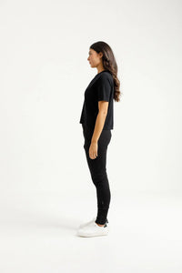 HOME - LEE_APARTMENT PANTS WINTER WEIGHT BLACK WITH ORCHID DAMASK X _ APARTMENT PANTS WINTER WEIGHT BLACK WITH ORCHID DAMASK X _ Ebony Boutique NZ