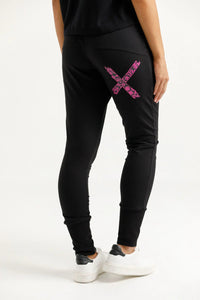 HOME - LEE_APARTMENT PANTS WINTER WEIGHT BLACK WITH ORCHID DAMASK X _ APARTMENT PANTS WINTER WEIGHT BLACK WITH ORCHID DAMASK X _ Ebony Boutique NZ