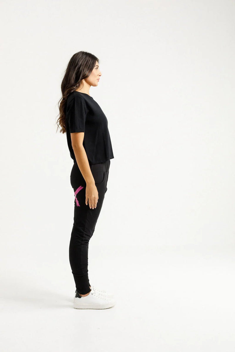 HOME - LEE_APARTMENT PANTS WINTER WEIGHT BLACK WITH ORCHID X _ APARTMENT PANTS WINTER WEIGHT BLACK WITH ORCHID X _ Ebony Boutique NZ