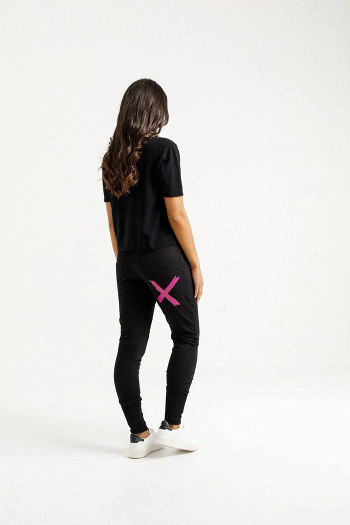 HOME - LEE_APARTMENT PANTS WINTER WEIGHT BLACK WITH ORCHID X _ APARTMENT PANTS WINTER WEIGHT BLACK WITH ORCHID X _ Ebony Boutique NZ